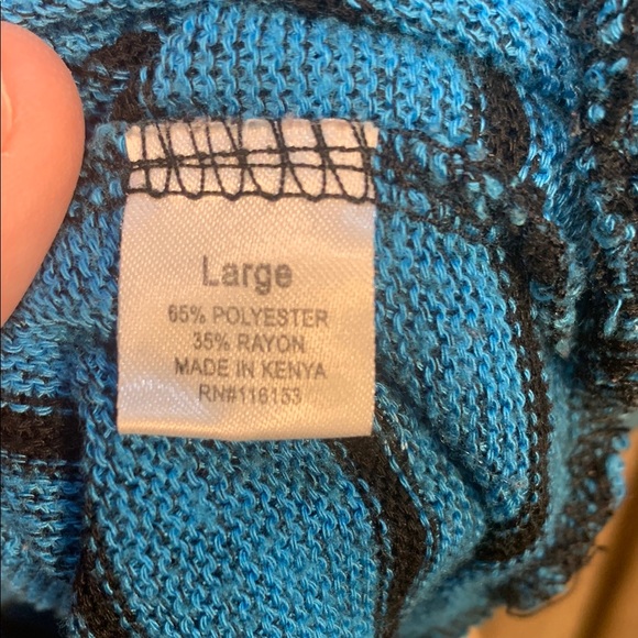 Poof! Blue Striped Women's Top Size L - Picture 3 of 5